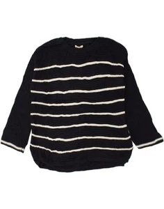 BARBOUR Womens Loose Fit Boat Neck Jumper Sweater UK 10 Small Navy Blue BP60 - Picture 1 of 3