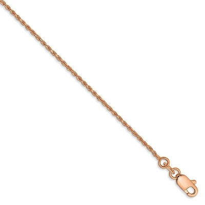 1mm, 14k Rose Gold, Diamond Cut Solid Rope Chain Bracelet, 7 Inch C8552-07 Foto 1 de 4