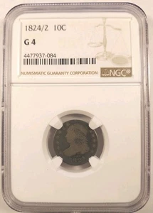 Pop 1 Of 12 NGC Graded G 4,  1824/2 Capped Bust Dime 10C - Picture 1 of 7