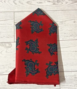 Vintage Paisley rot blau aquamarin Einstecktuch traditionell 12" Quadrat - Bild 1 von 7