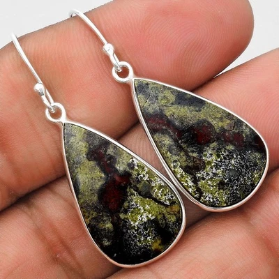 Dragon Blood Stone - South Africa 925 Sterling Silver Earrings Jewelry E-1001 - Image 1 of 4