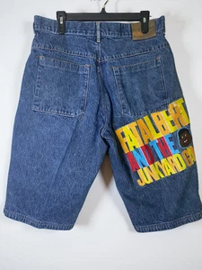 Pantaloncini vintage Fubu uomo 35x15 blu denim jorts Y2K larghi grassi Albert platino jeans - Foto 1 di 11