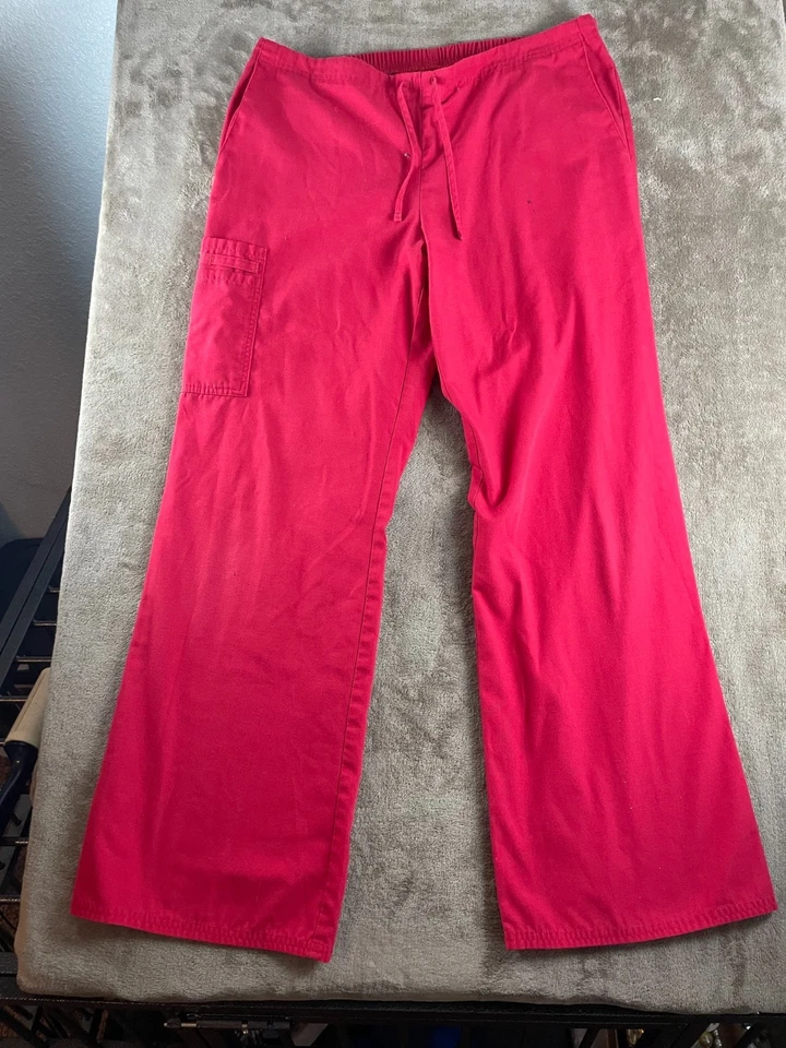 Pantalones exfoliantes rojos para mujer pequeños bolsillos con cordón Foto 1 de 2