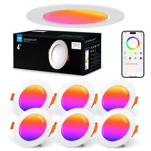 VARICART LED Spotlight Recessed Dimmable Alexa 6 x 10W RGB Smart Bluetooth Spot - Picture 1 of 24