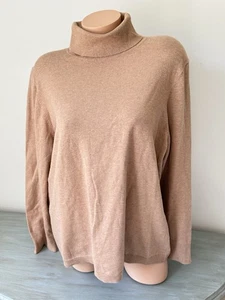 TALBOTS Plus Brown Turtle Neck 2x Top PULLOVER Camel Caramel Tight Knit Sweater - Picture 1 of 10