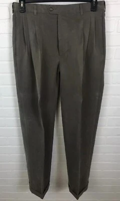 Cutter & Buck Mens 34 Soft Pleated Dress Pants Brownish Gray - Image 1 of 4