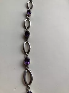 silver 925 bracelet with purple stones - Picture 1 of 7