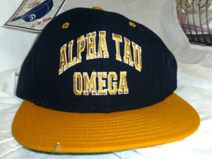 Baseball Cap ALPHA TAU OMEGA Blue hat and Yellow brim Size 7 1/4 - Picture 1 of 2