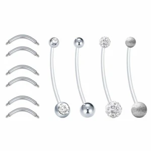 4Pcs 14G Pregnancy Belly Button Rings Sport Maternity Flexible Navel Belly Rings - Picture 1 of 15