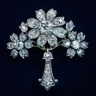 Broche fleur de mariage diamant simulée coupe ronde 4 ct plaquée or blanc 14 carats