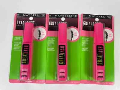 3 Maybelline большой ресницы #121 очень черный моющийся тушь изогнутая щетка запечатанный - Изображение 1 из 4