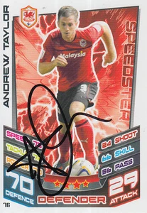 CARDIFF CITY HAND SIGNED ANDREW TAYLOR 12/13 MATCH ATTAX CARD. - Imagen 1 de 1