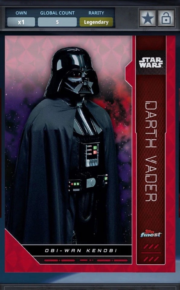 Topps Star Wars Card Trader Legendary Red 5cc Darth Vader Finest - Image 1 of 1