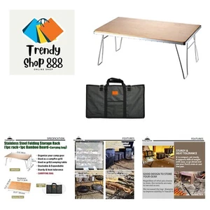 Stainless Steel Foldable Outdoor Storage Rack with Eco-Friendly Bamboo Plank - Picture 1 of 8