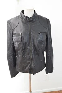 Overland Lamb Skin Leather Jacket XL Marie Moto Black Zip Pockets - Picture 1 of 7