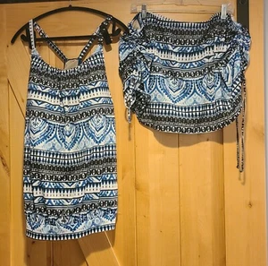 Cacique Swim Plus Size 22 Blouson Tankini & Sz 24 Swim Skirt 2 Piece Southwest - Picture 1 of 17