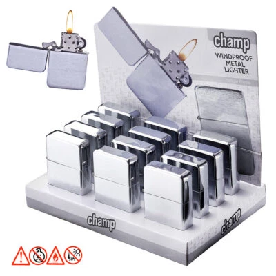 12 x Benzinfeuerzeuge " SATIN " gebürstet Sturmfeuerzeug Feuerzeuge - Bild 1 von 4