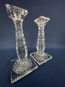 Antique Edwardian Fry (H.C.) Glass Co. clear glass candleholders COLONIAL c.1909 - Picture 1 of 8