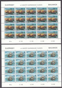 GUERNSEY 1982 EUROPA LA SOCIETE SG254/255 IN FOGLIETTI DA 20 U/MINT - Foto 1 di 1