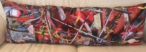 LARGE RED PILLOW ART BOLSTER 48"x16" - Picture 1 of 3