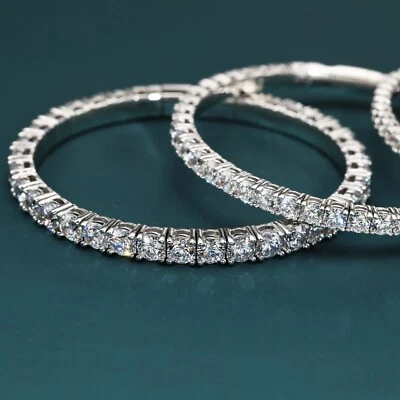 Brazalete Brazalete Tenis Brillante Redondo Oro Blanco Sólido Real 14K 1.75mm-4mm Foto 1 de 4