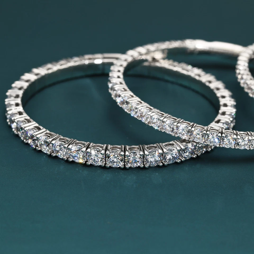 14K 真纯白金圆形明亮网球手镯手链 1.75 毫米 - 4 毫米 — 第 1/4 张图片