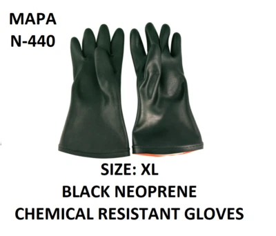 1 par de guantes de neopreno negros resistentes a los ácidos químicos de seguridad XL MAPA N-440 11 HR Foto 1 de 4