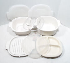 Vintage Rubbermaid 3 Qt Microwave Microware Steamer Bacon Divided Plate 8 Pc LOT