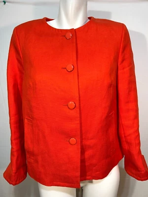Chaqueta Blazer Talbots Mujer Lino Naranja Manga 6 3/4 Foto 1 de 4