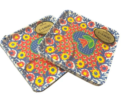 Одноразовые квадратные тарелки для закусок тюльпанов Hallmark 6 дюймов душ для чаепития 2 комплекта - Изображение 1 из 4