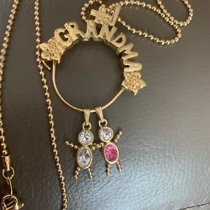 #1 Grandma Birthstone Boy Figural Charms Pendant Necklace-Avon - Picture 1 of 5