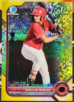 Braylin Minier 2022 Bowman Chrome 1st Bowman Gold Mini Diamond Refractor /75-Red - Image 1 of 2