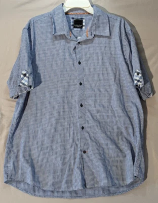 Camisa de vestir para hombre Sahara Club con botones talla XL azul y blanco a cuadros Foto 1 de 4