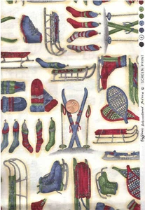 Hoffman International Cotton Fabric Winter Sports Clothing Equipment 22"X18" FQ - Picture 1 of 2