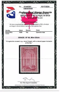 EXCEPTIONAL GENUINE CANADA SCOTT #214a MINT PRISTINE OG NH PSE CERT GRADED XF-90 - Picture 1 of 3
