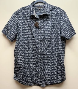 NUEVA Camisa Michael Kors Para Hombre Clásica Logo Azul Marino Manga Corta Abotonada Talla L - Imagen 1 de 7