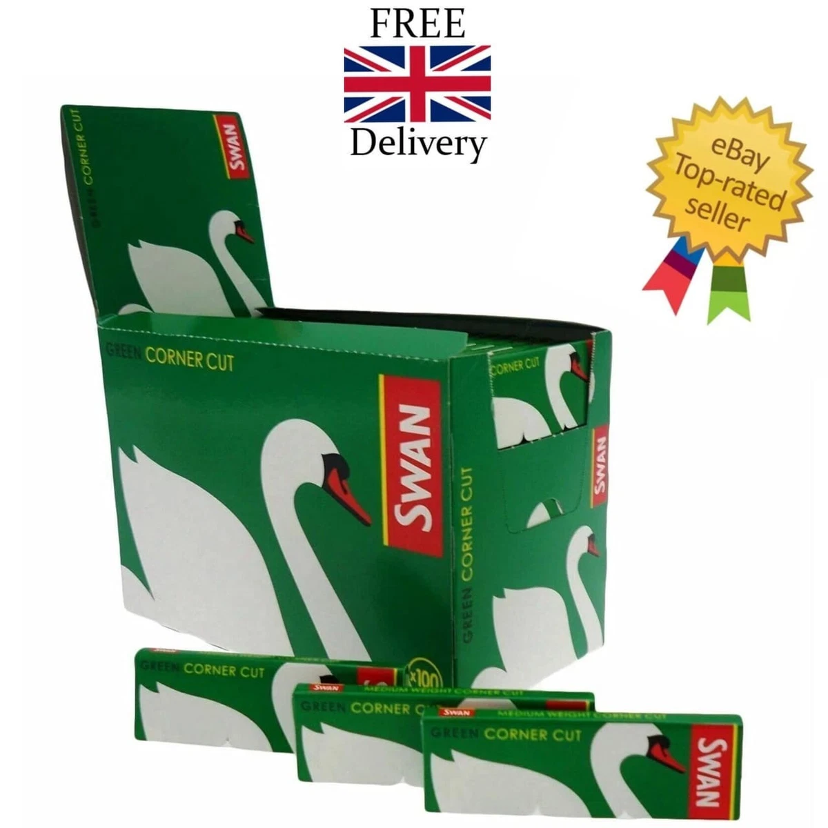 Swan Regular Size Rolling Papers - Green Pack Of 100 | Thin, Slow-Burn Papers For Smooth Rolls, Classic Smoking Experience