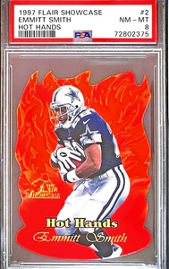 EMMITT SMITH 1997 FLAIR SHOWCASE HOT HANDS DIE-CUT CARD #2 PSA 8 - Picture 1 of 2
