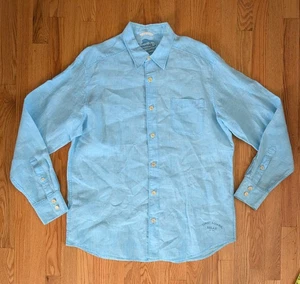 Camisa Tommy Bahama Para Hombre Grande 100% Lino Vidrio Marino Breezer Abotonada Manga Larga - Imagen 1 de 10