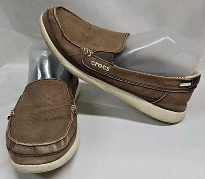 Женские мокасины Crocs Walu размер 10 бежевые желтовато-коричневые холщовые без застежек 14391 - Изображение 1 из 4