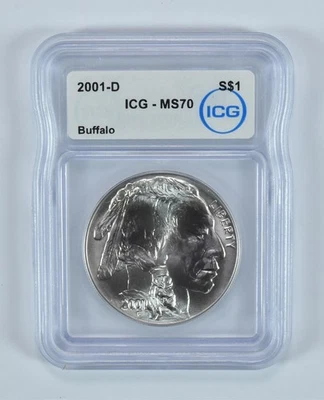 2001-D Buffalo Commemorative Silver Dollar MS70 ICG *7167 - Image 1 of 4