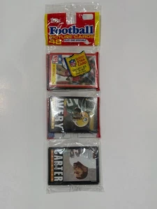 Paquete de rack de fútbol americano Topps 1985 con tarjeta de subconjunto roja Joe Montana en la parte superior - Imagen 1 de 5