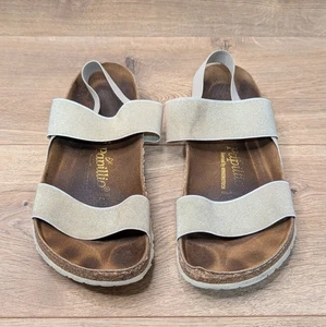 Sandalias Birkenstock Papillio doradas correas elásticas honda trasera 265 talla 41 EU 10 EE. UU. - Imagen 1 de 12