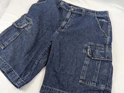 Jnco Cargo Shorts Wide Baggy Jean Mens 38x13 Blue 90s USA Vintage Denim Frigate - Image 1 of 4