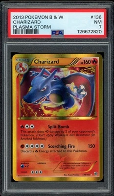 Pokemon PSA 7 Charizard 136/135 Black & White Plasma Storm Secret Rare Near Mint - Image 1 of 2