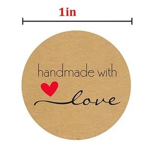 Dankeskarte Etiketten Handmade With Love Aufkleber Für Kuchenverpackung Rund - Bild 1 von 5