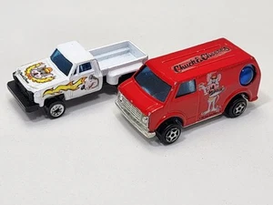Vintage Chuck E Cheese White Truck & Red Van 1/60 Diecast Car Vehicle Lot - Picture 1 of 11