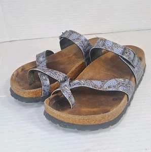 Birkenstock Papillio Women’s Tabora Cork Sandals Sz 36 US 5-5.5 Mayari Top Blue - Picture 1 of 11