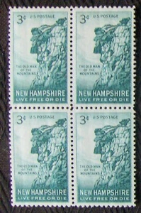 US 3¢ Stamp SC #1068 New Hampshire Live Free or Die MNH 1955 block of 4. - Picture 1 of 1