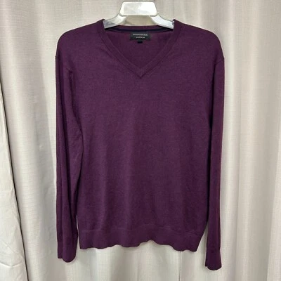 Banana Republic Outlet Silk Cashmere Blend Luxe Yarn Sweater Men's Size XL Wine - Image 1 of 4
